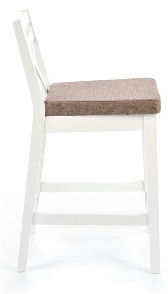 Scaun bar BORYS LOW, bej - Inari 23/alb, stofa/lemn, 41x48x83 cm