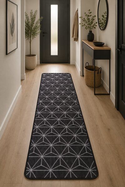 Covor Flex 19647-80, Marime 75 x 200 cm, Gri, Inaltime Fir Tesatură plată, Antialergic, Polipropilena, Bucatarie 75 x 200