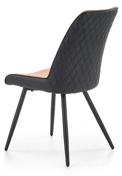 Scaun tapitat K323, maro/negru, piele ecologica/metal, 45x59x88 cm