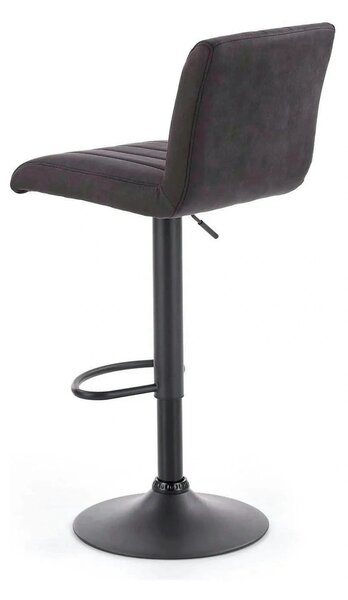 Scaun bar H89, gri inchis, piele ecologica/otel, 41x48x88/108 cm