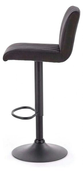 Scaun bar H89, gri inchis, piele ecologica/otel, 41x48x88/108 cm