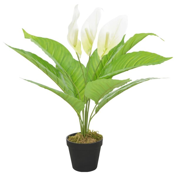 Plantă artificială Anthurium cu ghiveci, alb, 55 cm