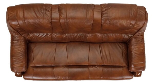 Canapea extensibila de piele PARMA, maro, piele naturala/lemn/placaj