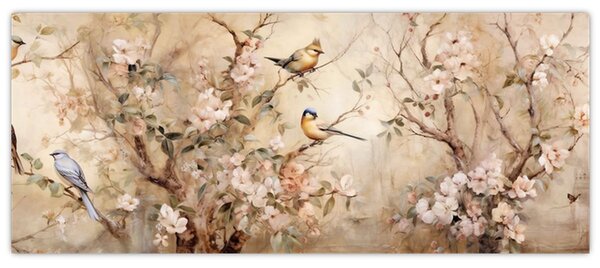 Tablou - Pictură de păsări de epocă II. (120x50 cm)