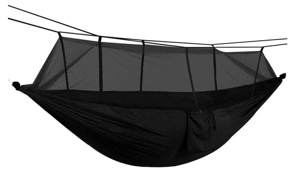 Hamac cu plasa de tantari, sarcina maxima 200 kg, material impermeabil, 260 x 140 cm, negru