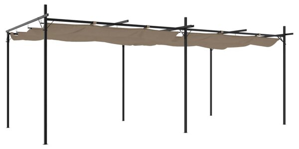 Pergola cu acoperiș retractabil, gri taupe, 589x292x230 cm