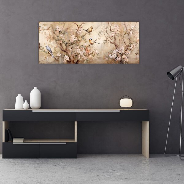 Tablou - Pictură de păsări de epocă II. (120x50 cm)