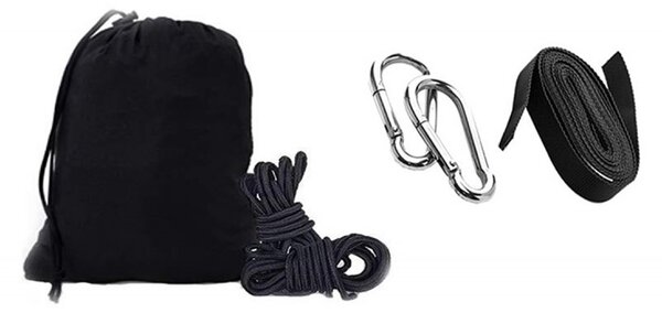 Hamac cu plasa de tantari, sarcina maxima 200 kg, material impermeabil, 260 x 140 cm, negru