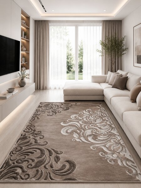 Covor Mira 24031-234, Marime 50 x 80 cm, Maro, Inaltime Fir 6,5 mm, Antialergic, Polipropilena, Living, Dormitor, Sufragerie, Birou 50 x 80