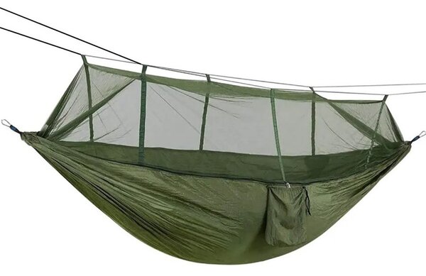 Hamac gradina, plasa protectie insecte, nailon impermeabil, 260 x 140 cm, verde