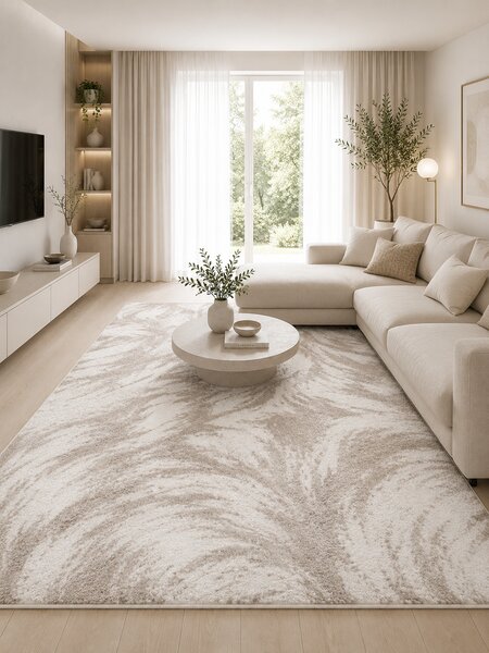 Covor Aria AR01-120 Marime 80x150cm , Bej Crem, Inaltime Fir 17 mm, Antialergic, Polipropilena, Living, Dormitor, Sufragerie, Trafic Intens 80 x