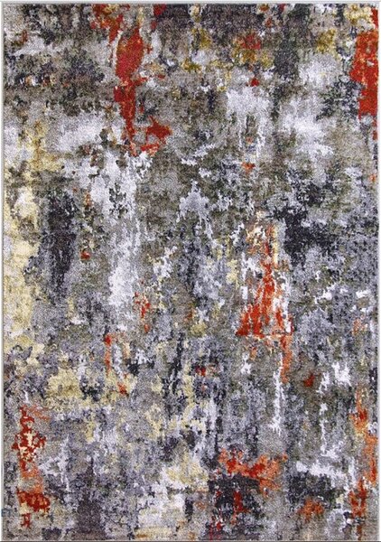 Covor Modern, Kolibri 11582-BG92, Mărime 60 x 110 cm , Gri, Maro, Rosu, Inaltime Fir 9 mm, Antialergic, Polipropilena, Living, Dormitor, Hol 60 x 110