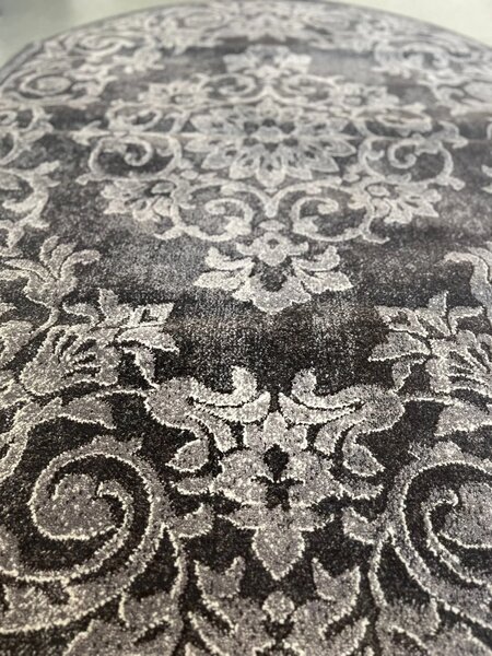 Covor Oval Mira 24016-196, Marime 50 x 80 cm, Gri, Inaltime Fir 6 mm, Antialergic, Polipropilena, Living, Dormitor, Sufragerie, Birou 50 x 80