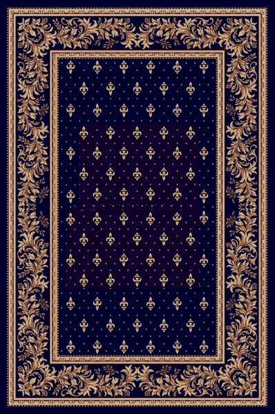 Covor Bisericesc Lotos 15033-810, Marime 80 x 150 cm, Albastru, Inaltime Fir 8 mm, Antialergic, Polipropilena, Manastire, Biserica, Altar, Naos