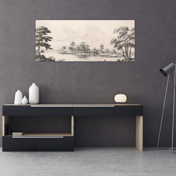 Tablou - Vintage peisaj desen peisaj (120x50 cm)