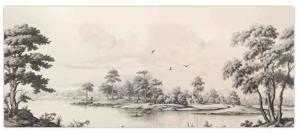 Tablou - Vintage peisaj desen peisaj (120x50 cm)