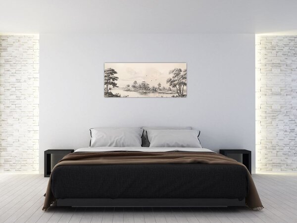 Tablou - Vintage peisaj desen peisaj (120x50 cm)