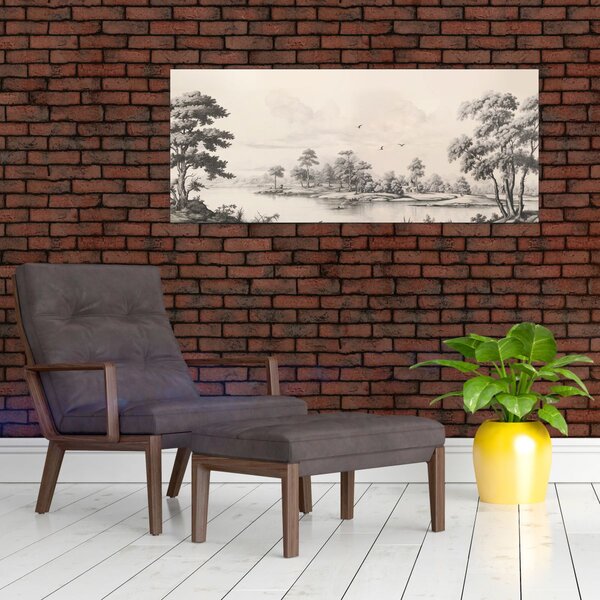 Tablou - Vintage peisaj desen peisaj (120x50 cm)