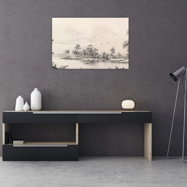 Tablou - Vintage peisaj desen peisaj (90x60 cm)