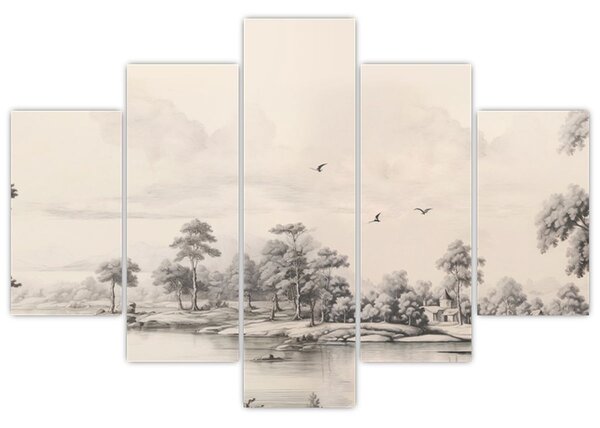 Tablou - Vintage peisaj desen peisaj (150x105 cm)
