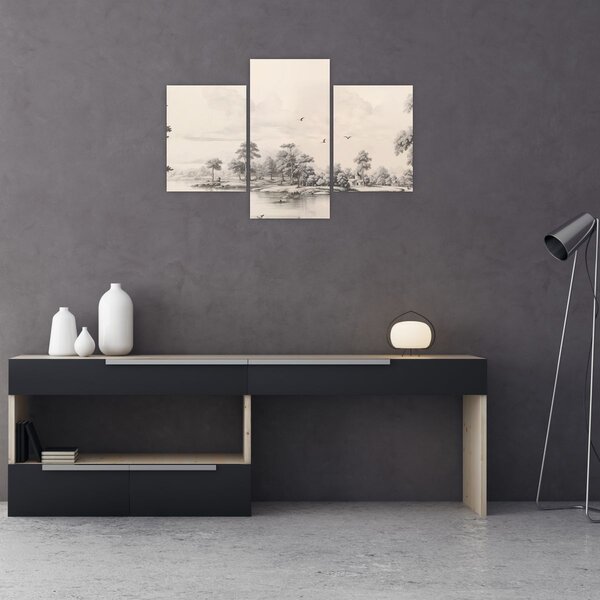 Tablou - Vintage peisaj desen peisaj (90x60 cm)