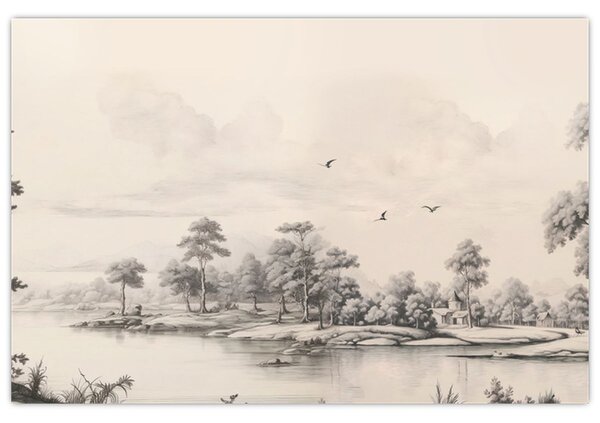 Tablou - Vintage peisaj desen peisaj (90x60 cm)