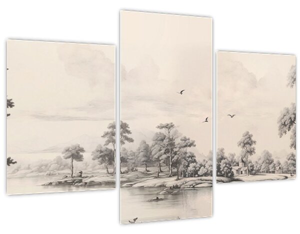 Tablou - Vintage peisaj desen peisaj (90x60 cm)
