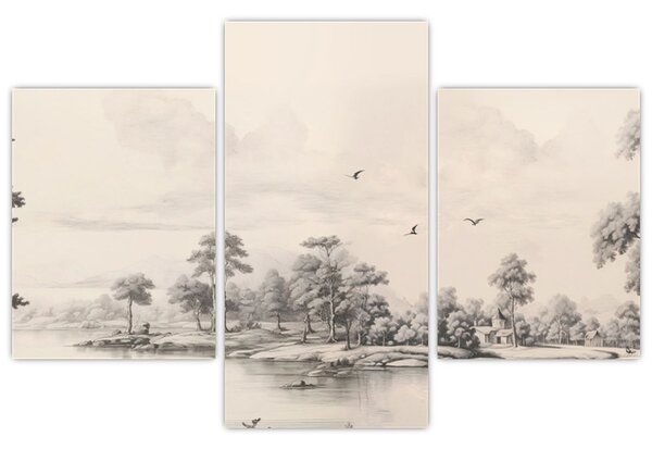 Tablou - Vintage peisaj desen peisaj (90x60 cm)