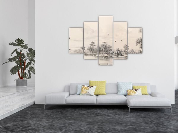 Tablou - Vintage peisaj desen peisaj (150x105 cm)