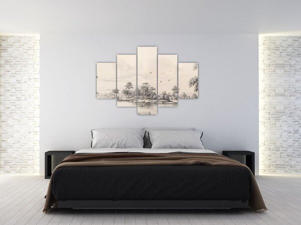 Tablou - Vintage peisaj desen peisaj (150x105 cm)