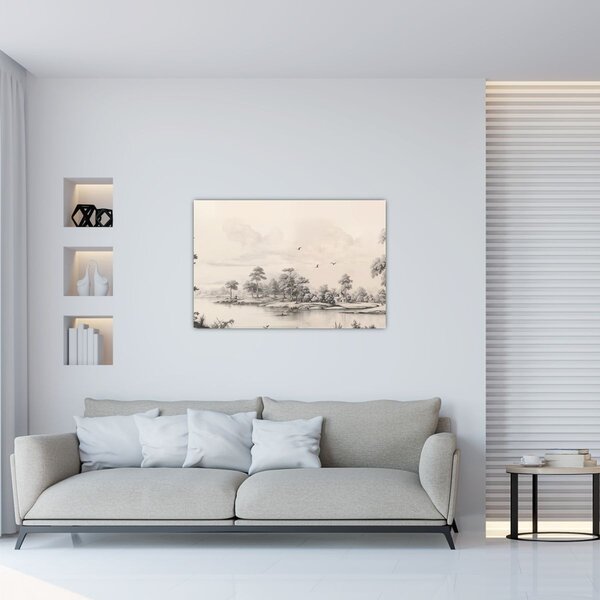 Tablou - Vintage peisaj desen peisaj (90x60 cm)