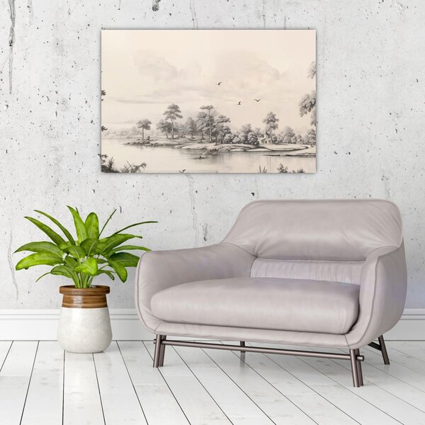 Tablou - Vintage peisaj desen peisaj (90x60 cm)