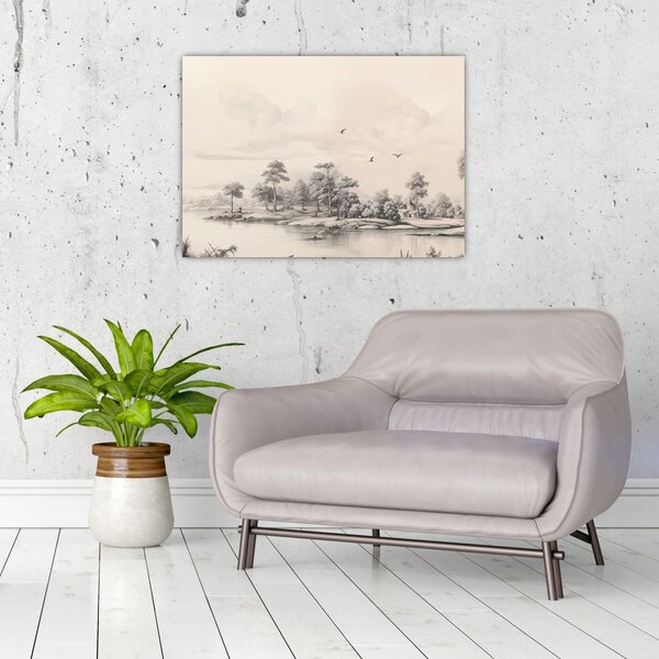 Tablou - Vintage peisaj desen peisaj (70x50 cm)