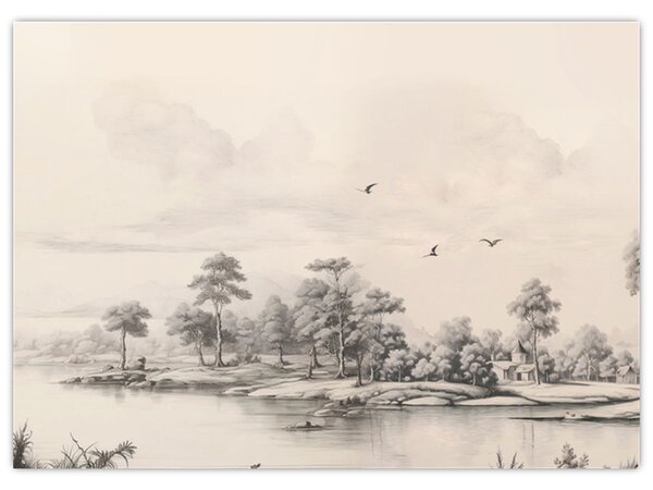 Tablou - Vintage peisaj desen peisaj (70x50 cm)