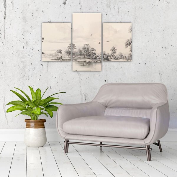Tablou - Vintage peisaj desen peisaj (90x60 cm)
