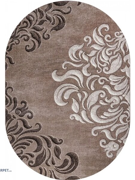 Covor Oval Mira 24031-234, Marime 60 x 110 cm, Maro, Inaltime Fir 6 mm, Antialergic, Polipropilena, Living, Dormitor, Sufragerie, Birou 60 x 110