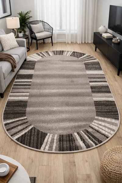 Covor Oval Mira 24070-120, Marime 200 x 300 cm, Maro, Inaltime Fir 6,5 mm, Antialergic, Polipropilena, Living, Dormitor, Sufragerie, Birou 200 x 300
