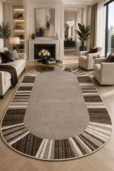 Covor Oval Mira 24070-120, Marime 200 x 300 cm, Maro, Inaltime Fir 6,5 mm, Antialergic, Polipropilena, Living, Dormitor, Sufragerie, Birou 200 x 300