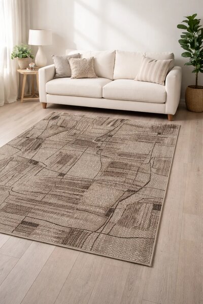 Covor Mira 24181-120, Marime 50 x 80 cm, Maro, Inaltime Fir 6 mm, Antialergic, Polipropilena, Living, Dormitor, Sufragerie, Birou 50 x 80