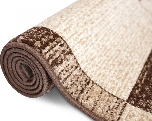 Covor Mira 24143-140 Marime 80 x 150 cm, Bej, Maro, Inaltime Fir 6 mm, Antialergic, Polipropilena, Living, Dormitor, Sufragerie, Birou 80 x 150
