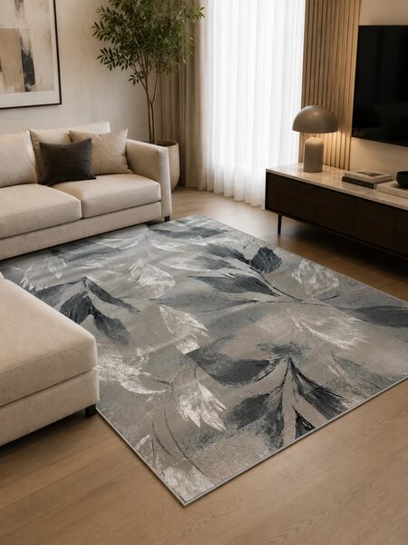 Covor Anny 33048-160, Marime 58 x 110 cm, Bej Gri, Inaltime Fir 7 mm, Antialergic, Polipropilena, Living, Dormitor, Sufragerie, Birou 58 x 110