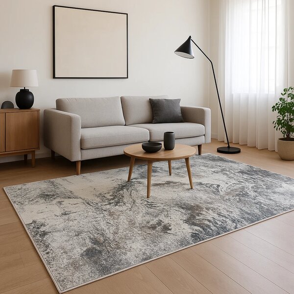Covor Itea 42018-162, Marime 58 x 110 cm, Gri Bej, Inaltime Fir 10 mm, Antialergic, Polipropilena, Living, Dormitor 58 x 110