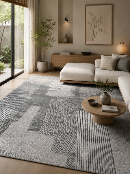 Covor Anny 33045-160, Marime 58 x 110 cm, Gri, Inaltime Fir 7 mm, Antialergic, Polipropilena, Living, Dormitor, Sufragerie, Birou 58 x 110