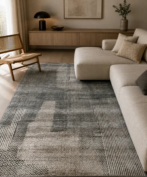 Covor Anny 33045-160, Marime 58 x 110 cm, Gri, Inaltime Fir 7 mm, Antialergic, Polipropilena, Living, Dormitor, Sufragerie, Birou 58 x 110