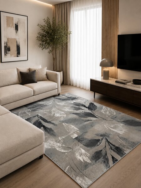 Covor Anny 33048-160, Marime 58 x 110 cm, Bej Gri, Inaltime Fir 7 mm, Antialergic, Polipropilena, Living, Dormitor, Sufragerie, Birou 58 x 110