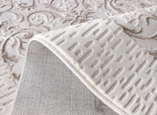 Covor Itea 42005-162, Marime 60 x 110 cm, Gri Bej, Inaltime Fir 10 mm, Antialergic, Polipropilena, Living, Dormitor 60 x 110