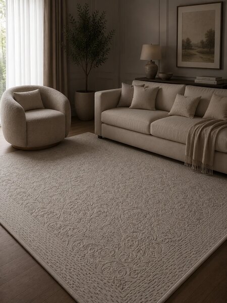 Covor Itea 42005-116, Marime 60 x 110 cm, Bej, Inaltime Fir 10 mm, Antialergic, Polipropilena, Living, Dormitor 60 x 110