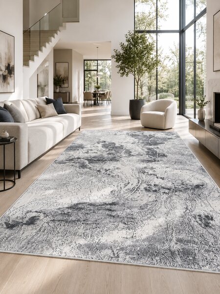 Covor Itea 42016-106, Marime 60 x 110 cm, Gri , Inaltime Fir 10 mm, Antialergic, Polipropilena, Living, Dormitor 60 x 110