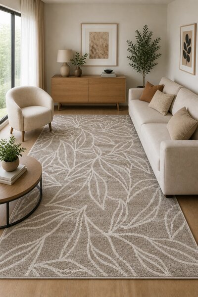 Covor Fayno 7102-110, Antiderapant,Marime 160x230cm , Bej/Crem, Înălțime Fir 17 mm, Antialergic, Polipropilenă, Living, Dormitor, Sufragerie, Trafic