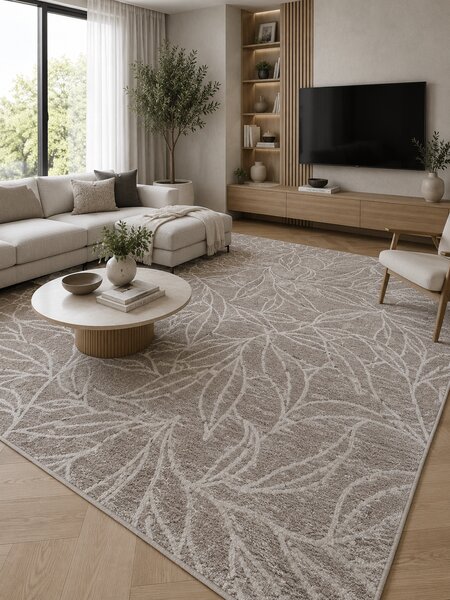 Covor Fayno 7102-110, Antiderapant,Marime 160x230cm , Bej/Crem, Înălțime Fir 17 mm, Antialergic, Polipropilenă, Living, Dormitor, Sufragerie, Trafic